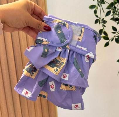 Pañal mascotas talla M color morado diseño de perritos