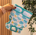 Pañal mascotas talla L color blanco con celeste de elefantes