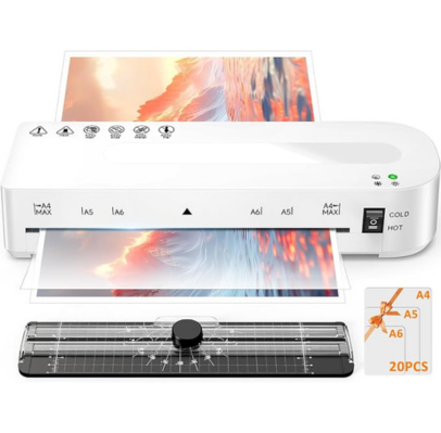Máquina laminadora Blanco con 20 hojas de laminación, caliente y fría con recortador (SOBRE PEDIDO)