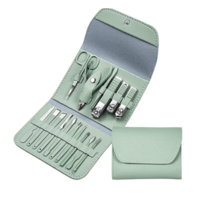 Kit verde Aseo Profesional Pedicura y  Limpieza Facial 16 piezas