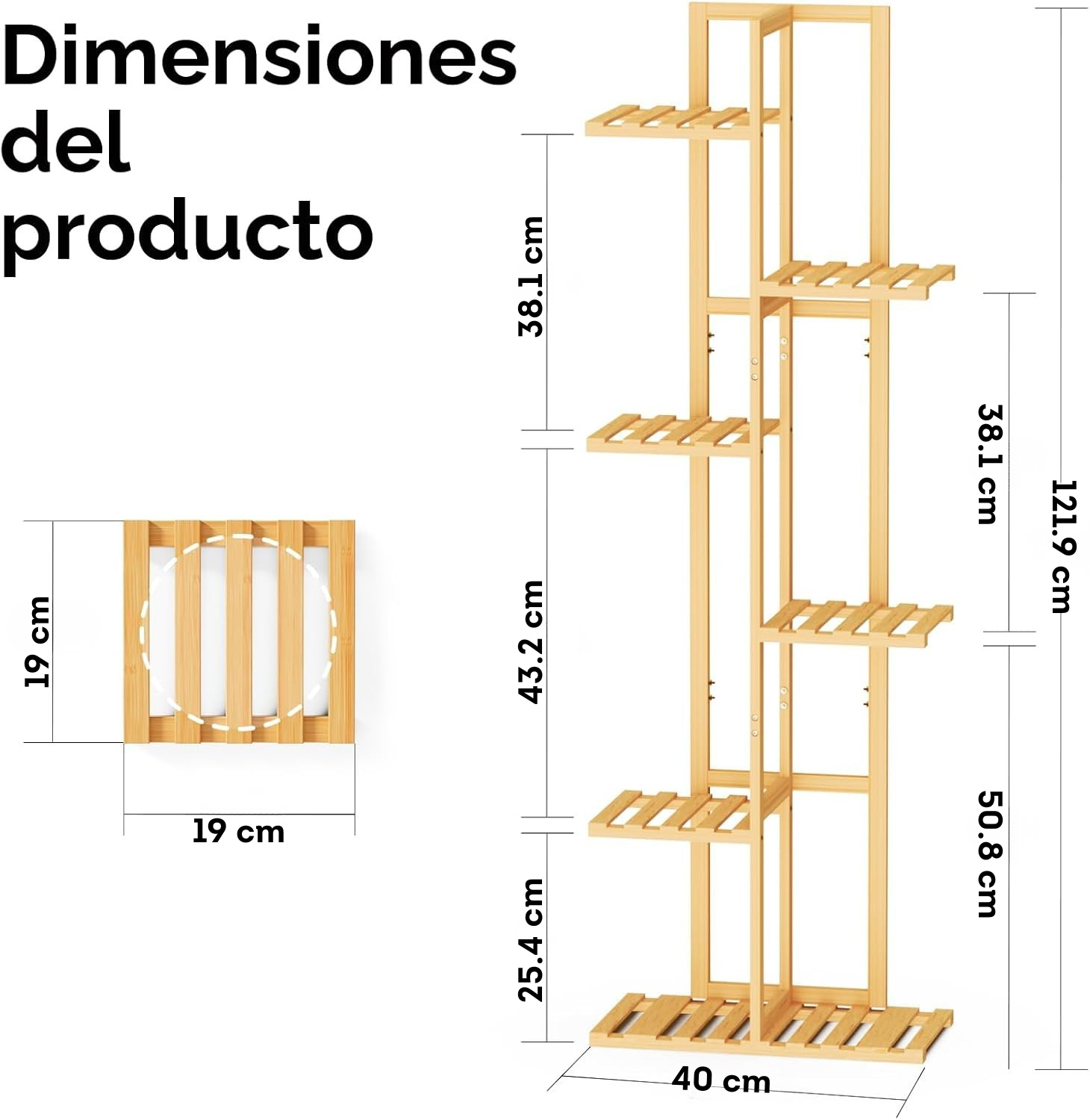 Soporte para plantas de bambú para plantas de interior (SOBREPEDIDO)