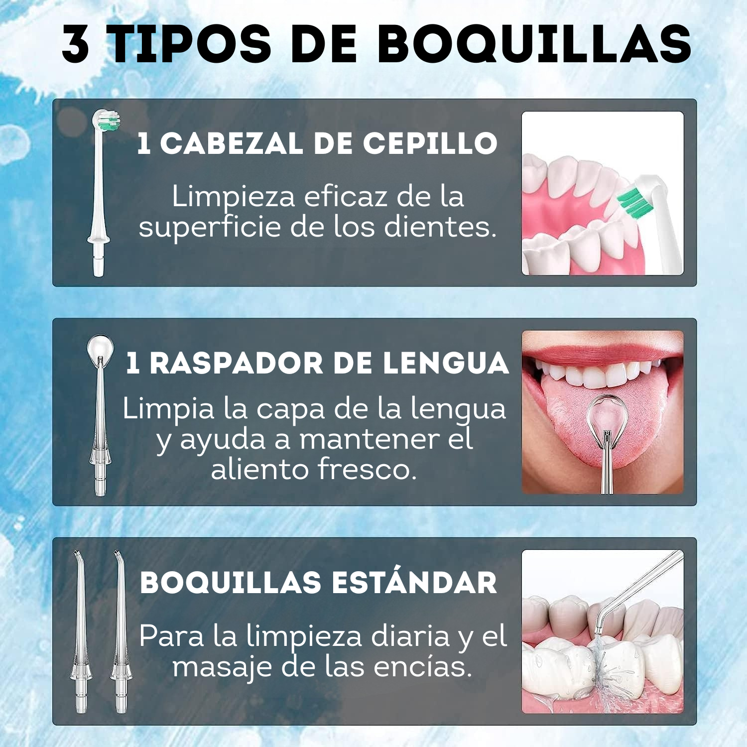 Irrigador dental recargable para limpieza de dientes