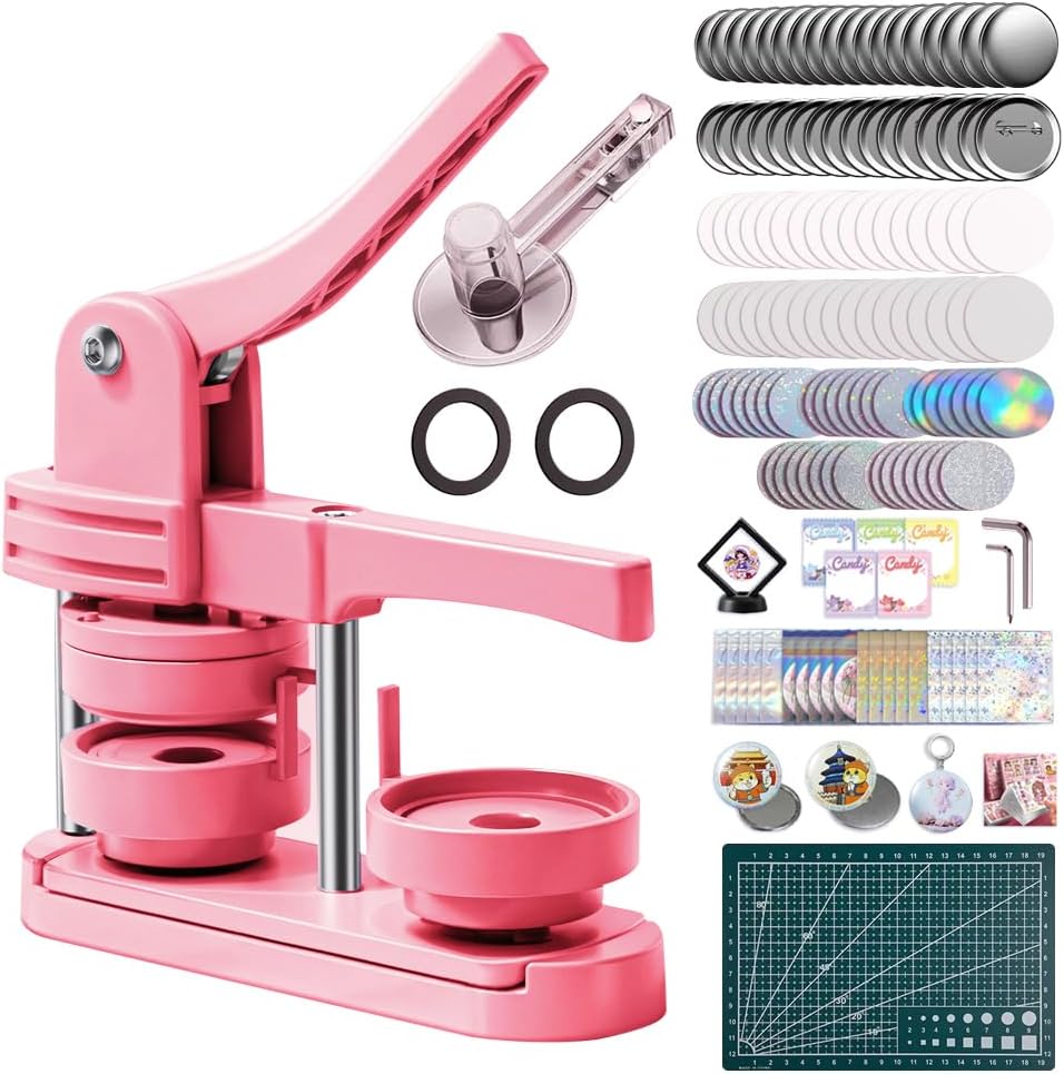 Máquina de prensa para botones color rosa (SOBRE PEDIDO)