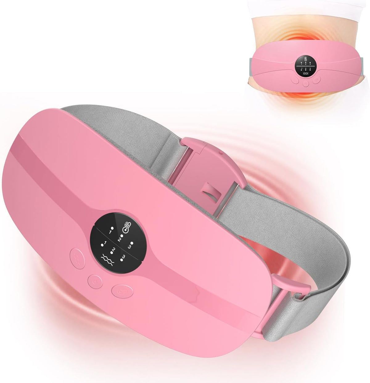 Cinturón térmico rosa para cólicos y calambres