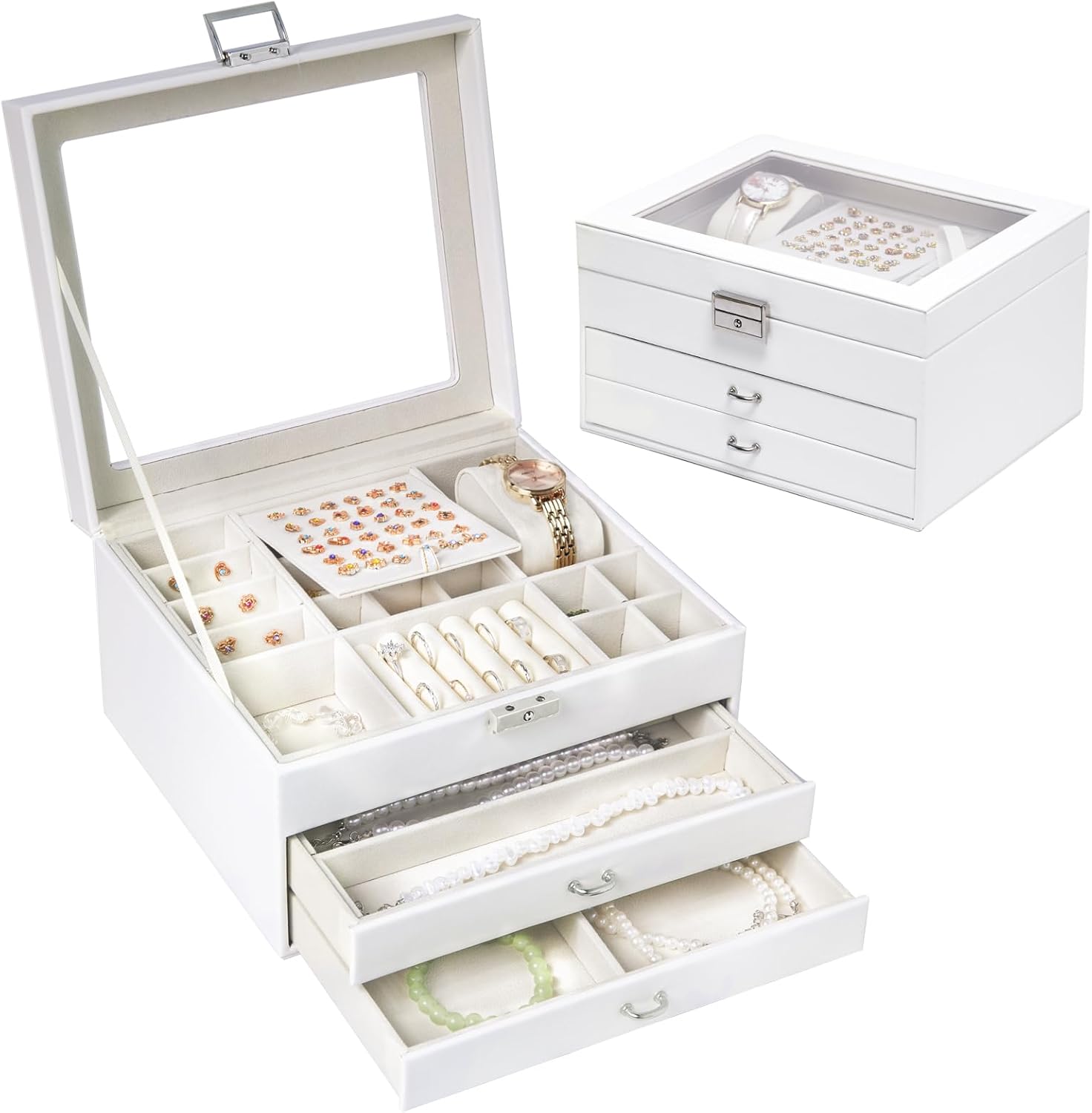 Joyero grande Organizador con divisiones blanco
