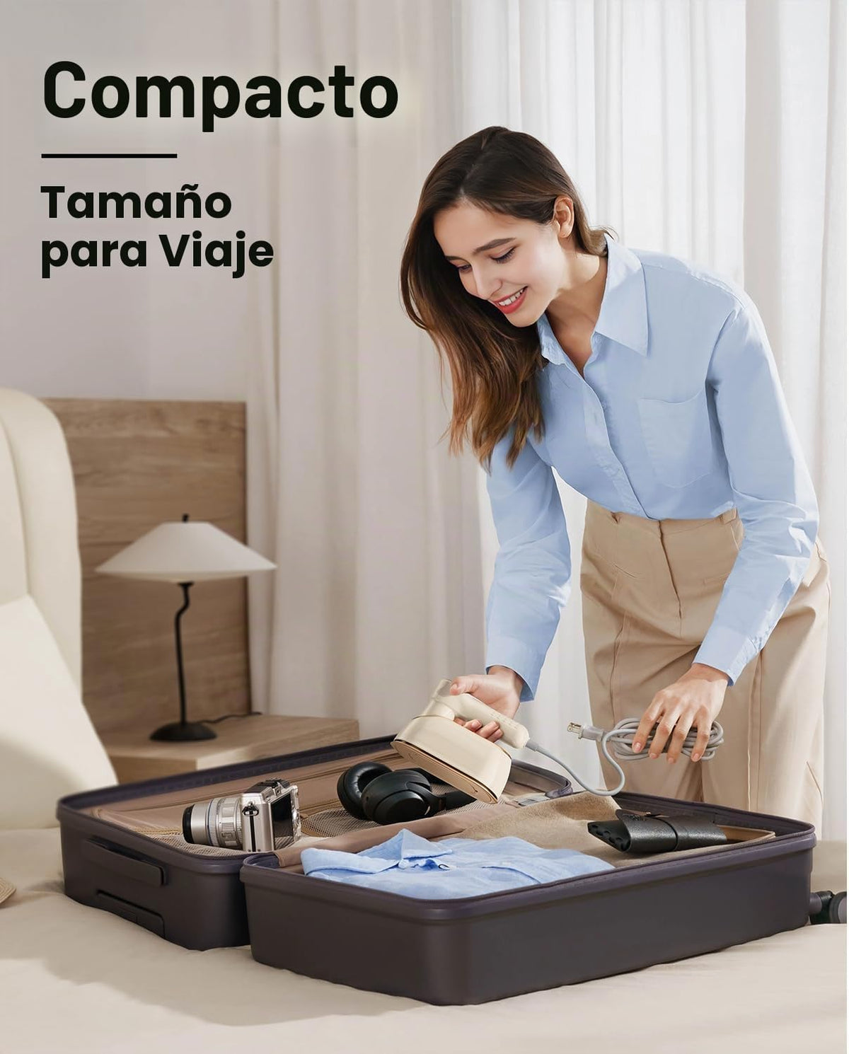 Plancha Vaporizadora de viaje, portátil de mano de 1200 W para ropa (SOBRE PEDIDO)