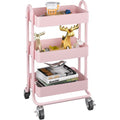 Carrito auxiliar de metal de 3 niveles rosa (Sobre pedido)