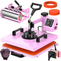 Prensa térmica de calor 5 en 1 Rosa con negro (sobre pedido)