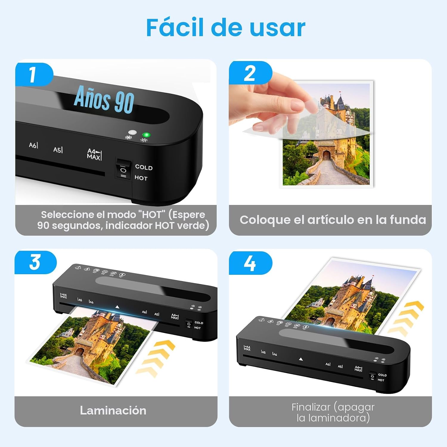 Máquina laminadora Negro con 20 hojas de laminación, caliente y fría con recortador (SOBRE PEDIDO)