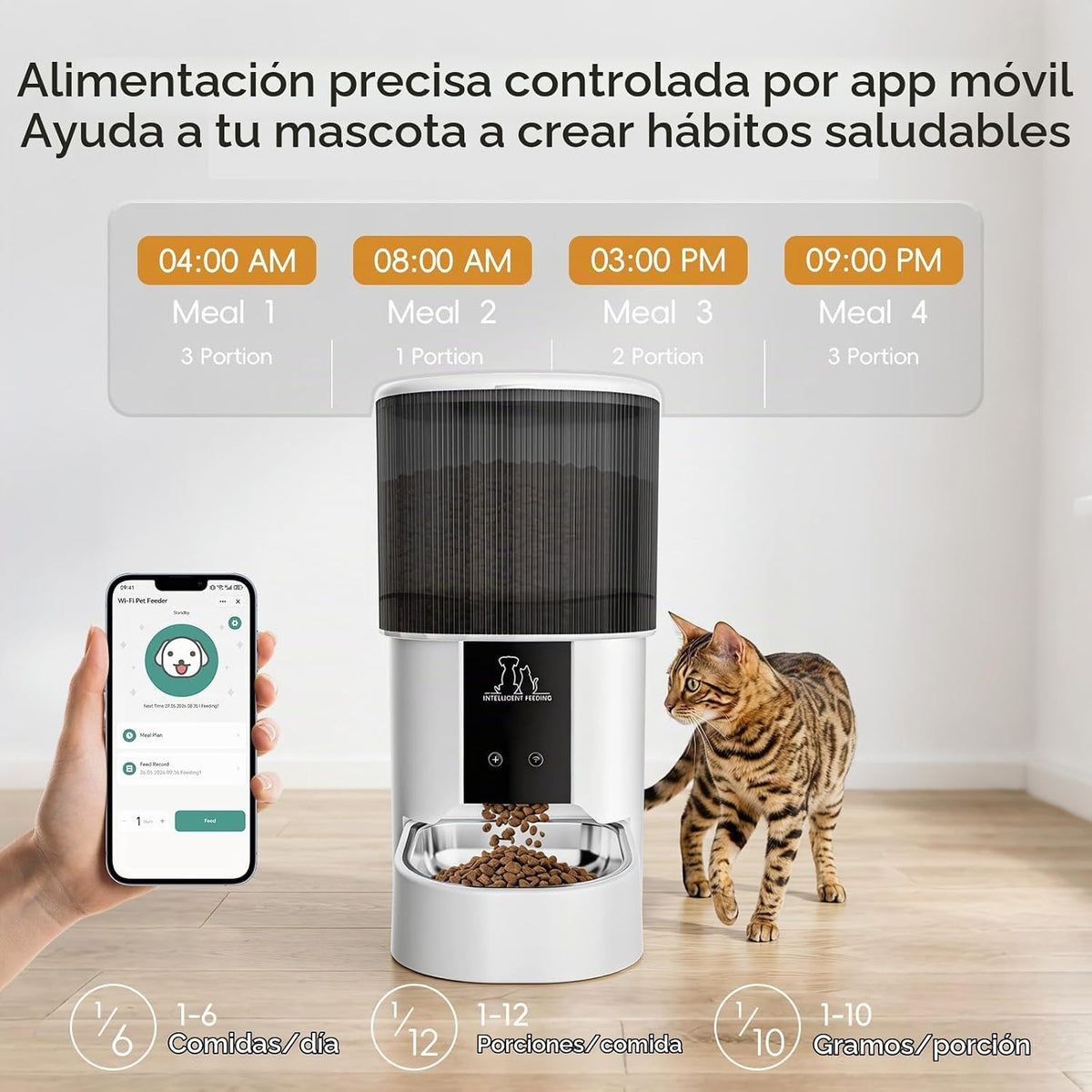 Comedero Automático 4 Litros para Mascotas color negro