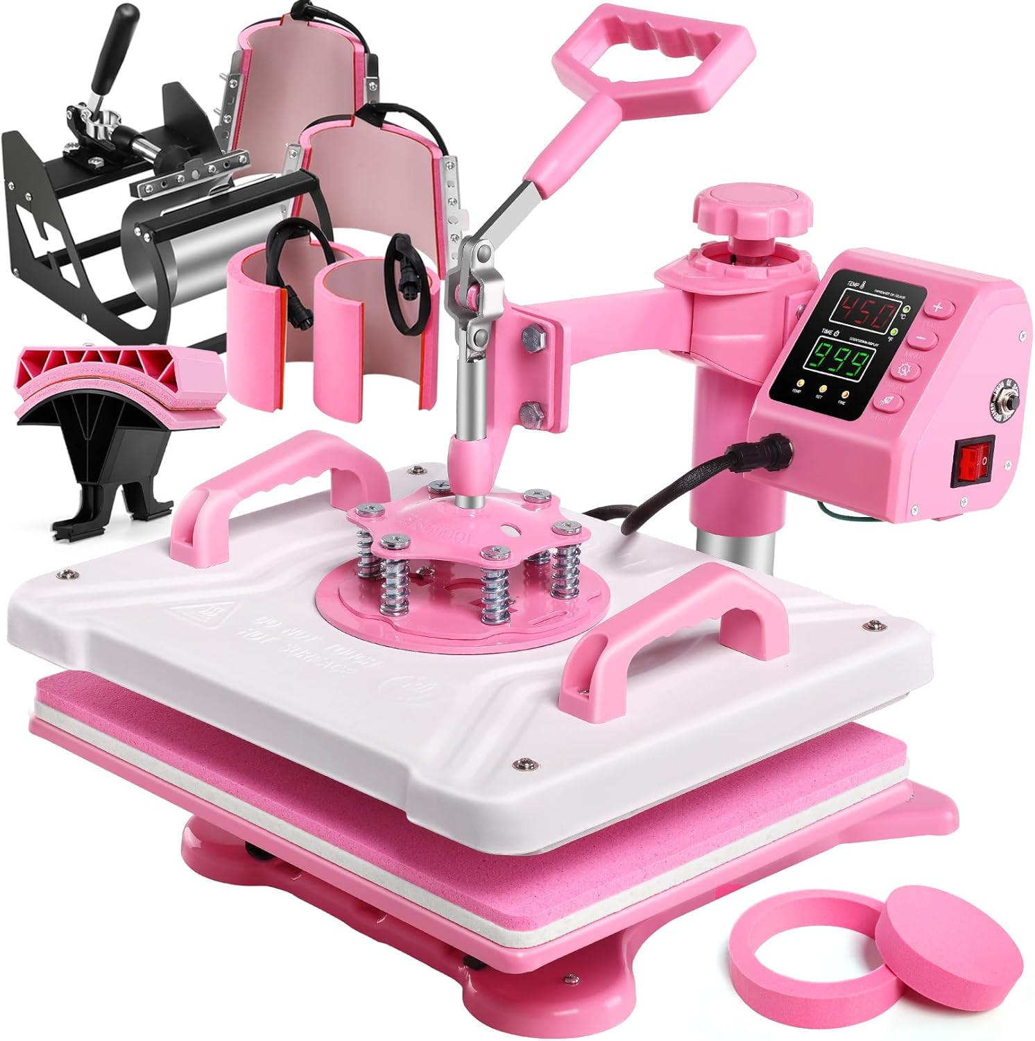 Prensa térmica de calor 8 en 1 Rosa con blanco (SOBRE PEDIDO)