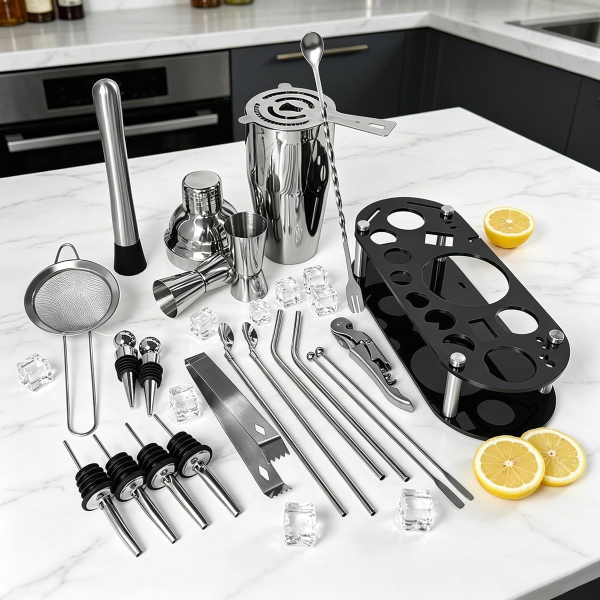 juego de coctelera profesional de 22 piezas