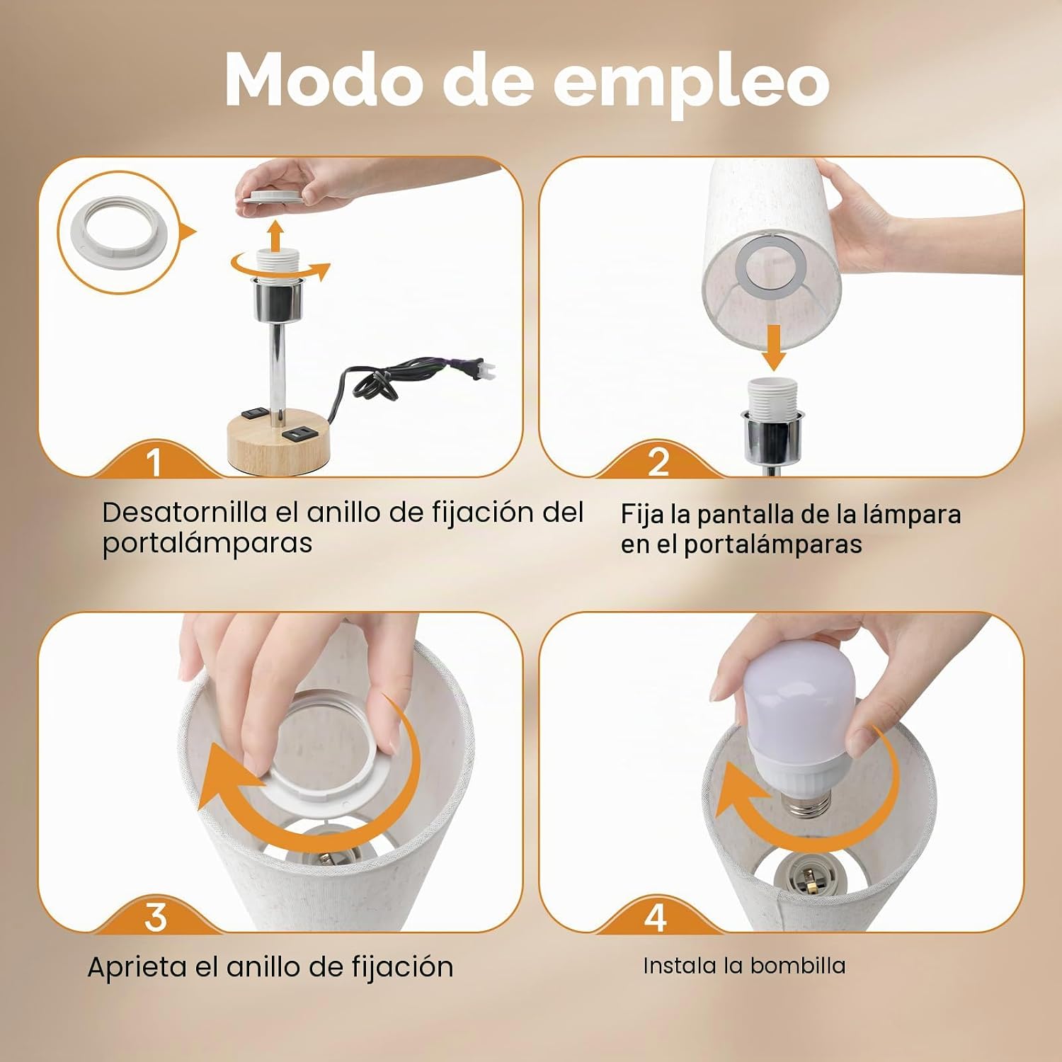 Lámpara de mesa táctil para dormitorio.