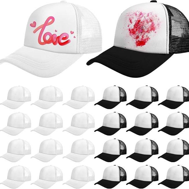 Paquete de 24 gorras de béisbol unisex para sublimación en blanco - Negro  SOBREPEDIDO