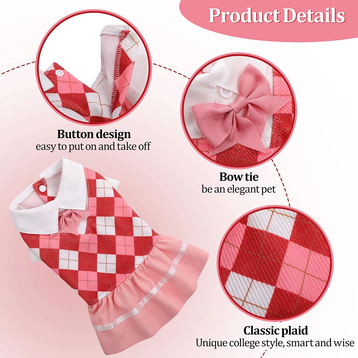 Vestido para Mascotas (Rosa-colegial) Talla XL