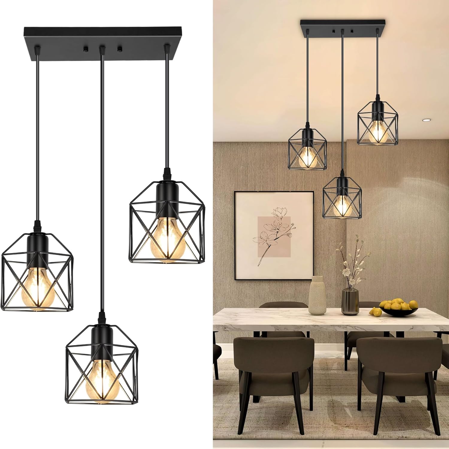 Lámpara colgante de 3 luces