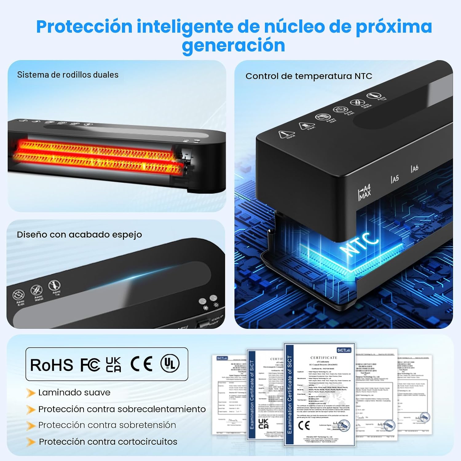 Máquina laminadora Negro con 20 hojas de laminación, caliente y fría con recortador (SOBRE PEDIDO)