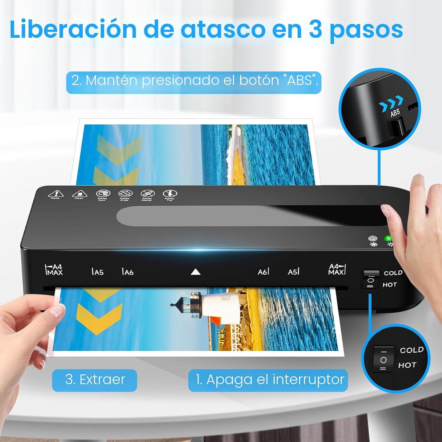 Máquina laminadora Negro con 20 hojas de laminación, caliente y fría con recortador (SOBRE PEDIDO)