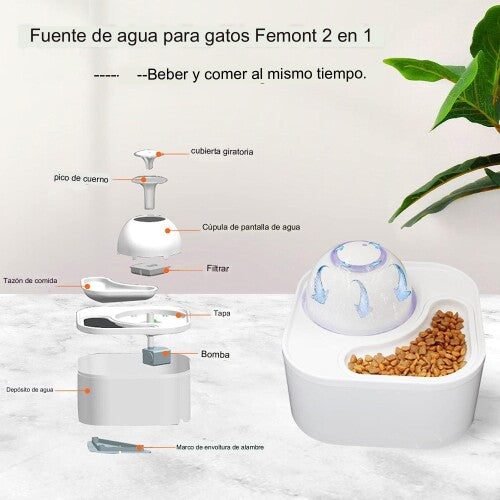 Fuente de agua 2 en 1 para mascota y cuenco de alimentación