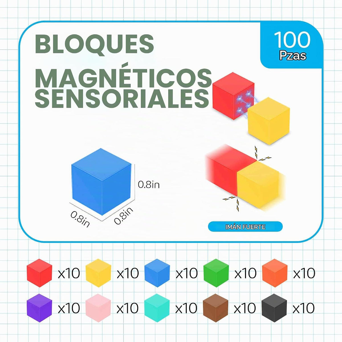Fichas magnéticas 100 piezas para niños