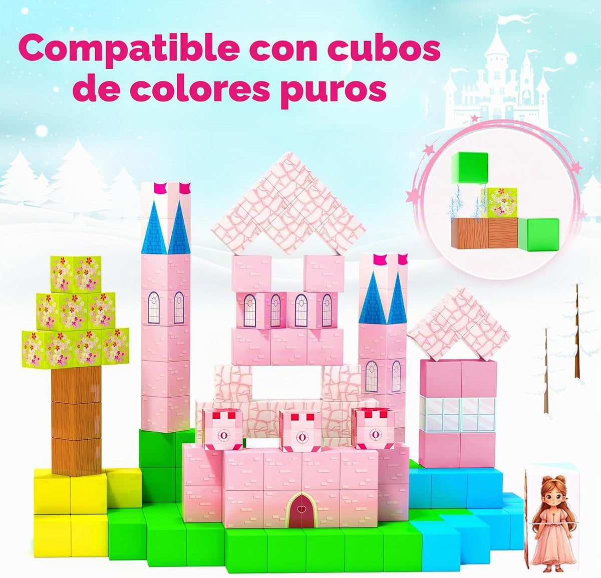 Fichas magneticas de 64 piezas diseño de princesas