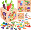 Cubo de actividades, juguetes Montessori de madera 10 en 1