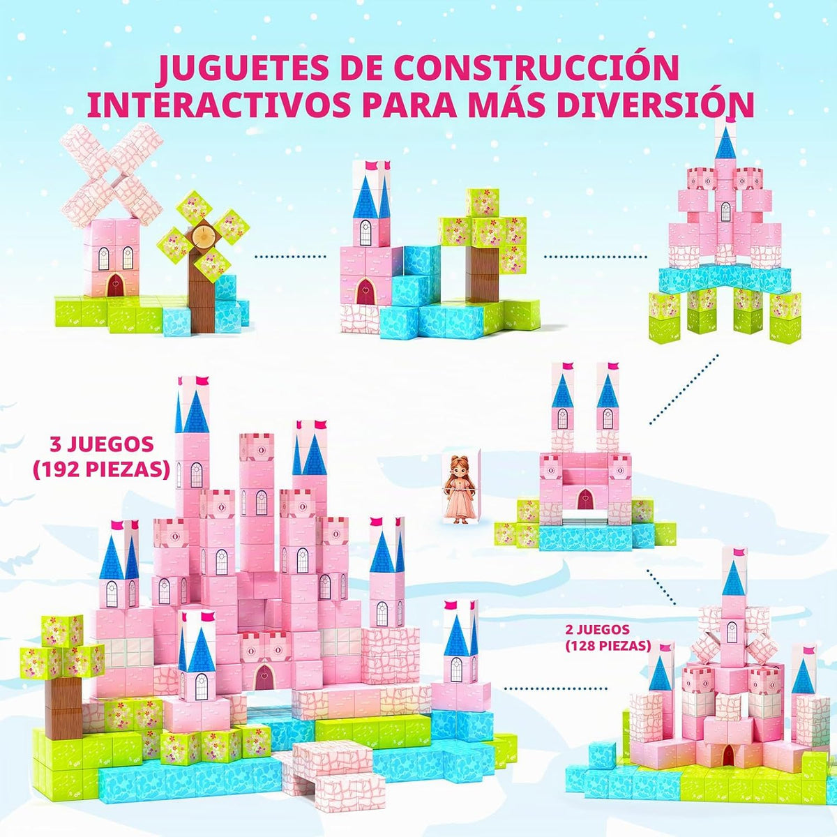 Fichas magneticas de 64 piezas diseño de princesas