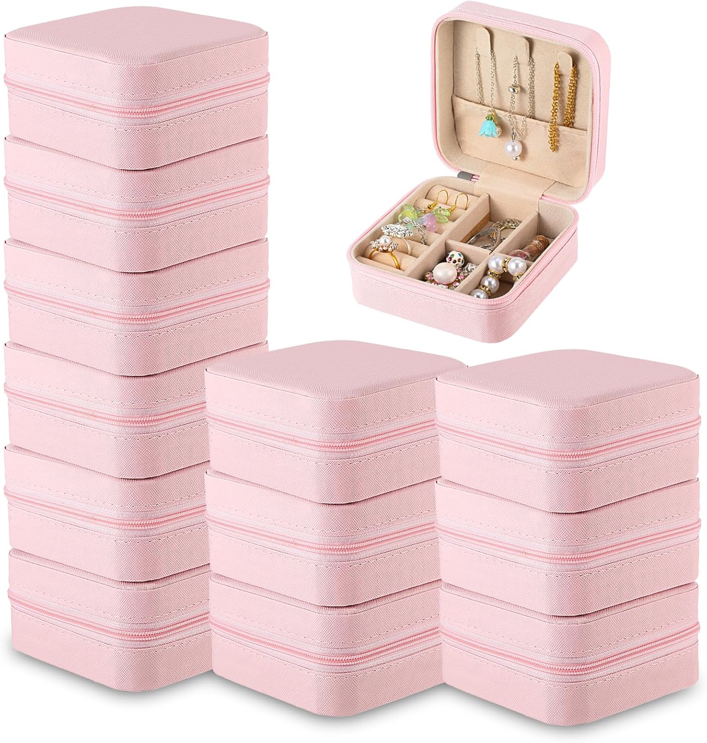 Joyero de viaje de 12 piezas BLANCO - ROSA  SOBREPEDIDO