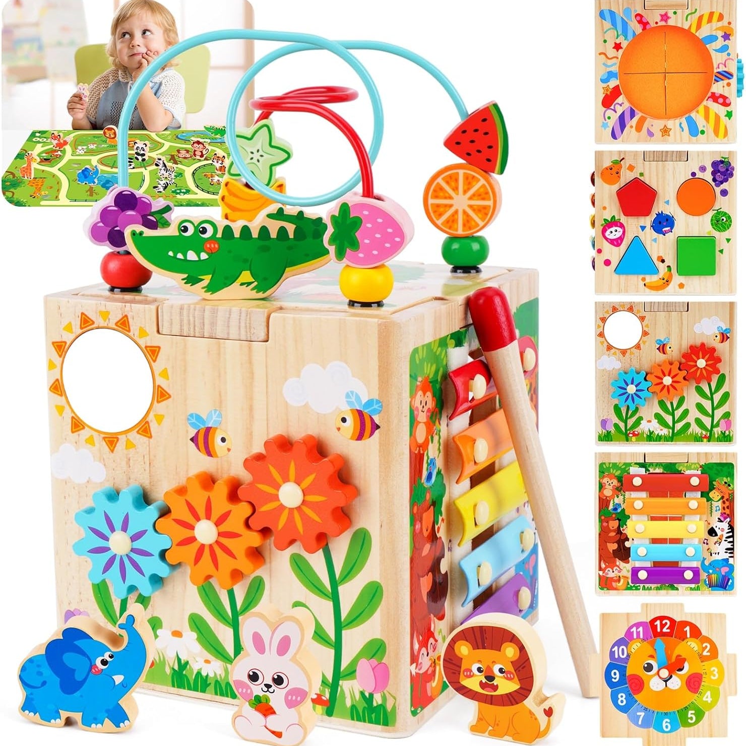 Cubo de actividades, juguetes Montessori