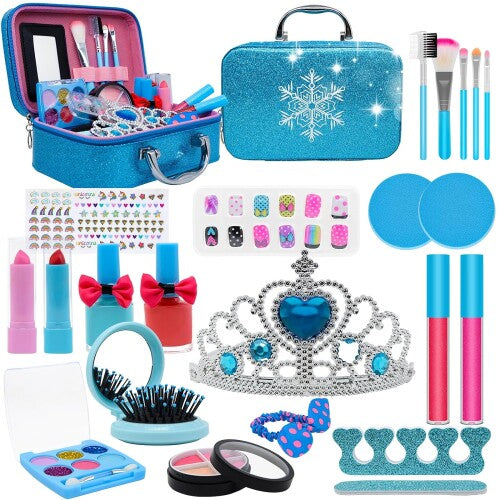 Kit de maquillaje para niñas azul brillante