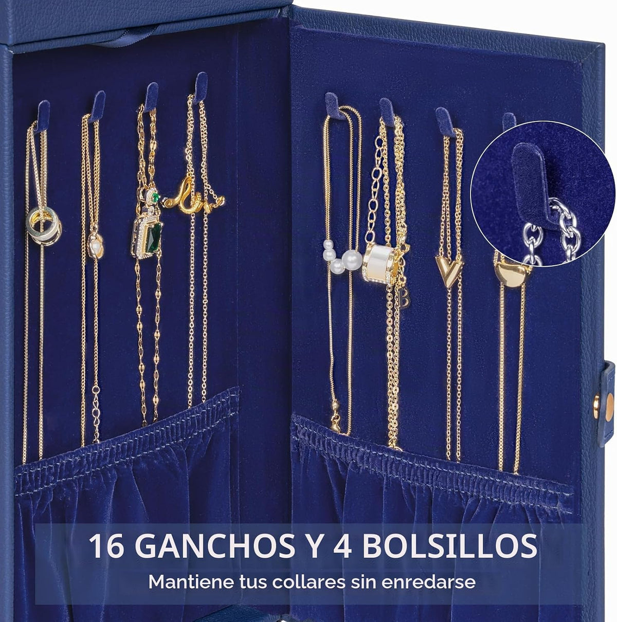 Joyero Organizador con divisiones color azul