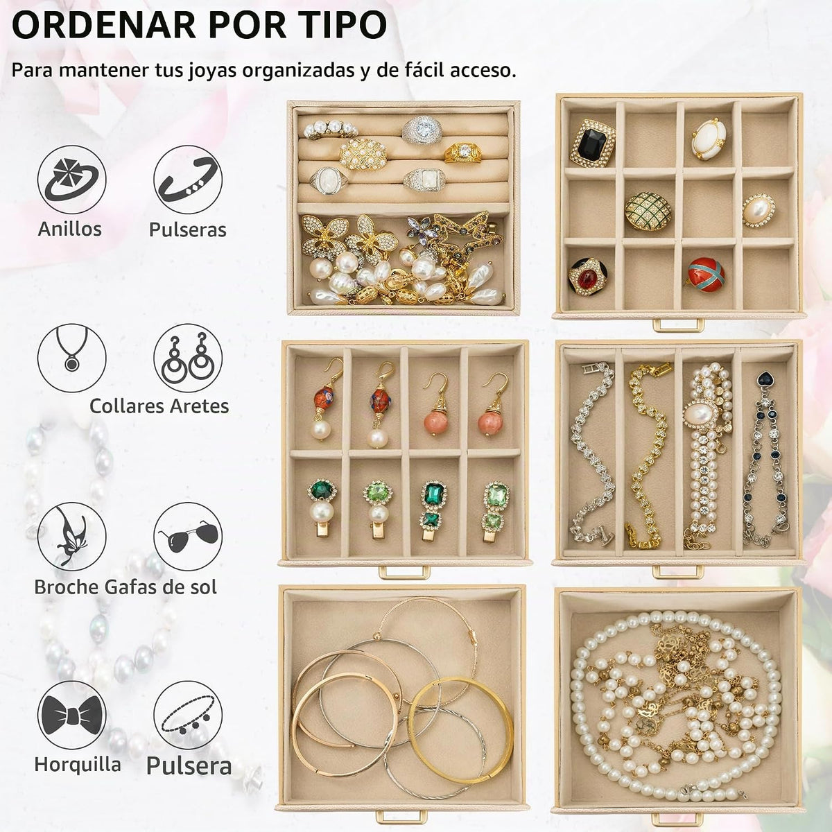 Joyero Organizador con divisiones Champang Grande