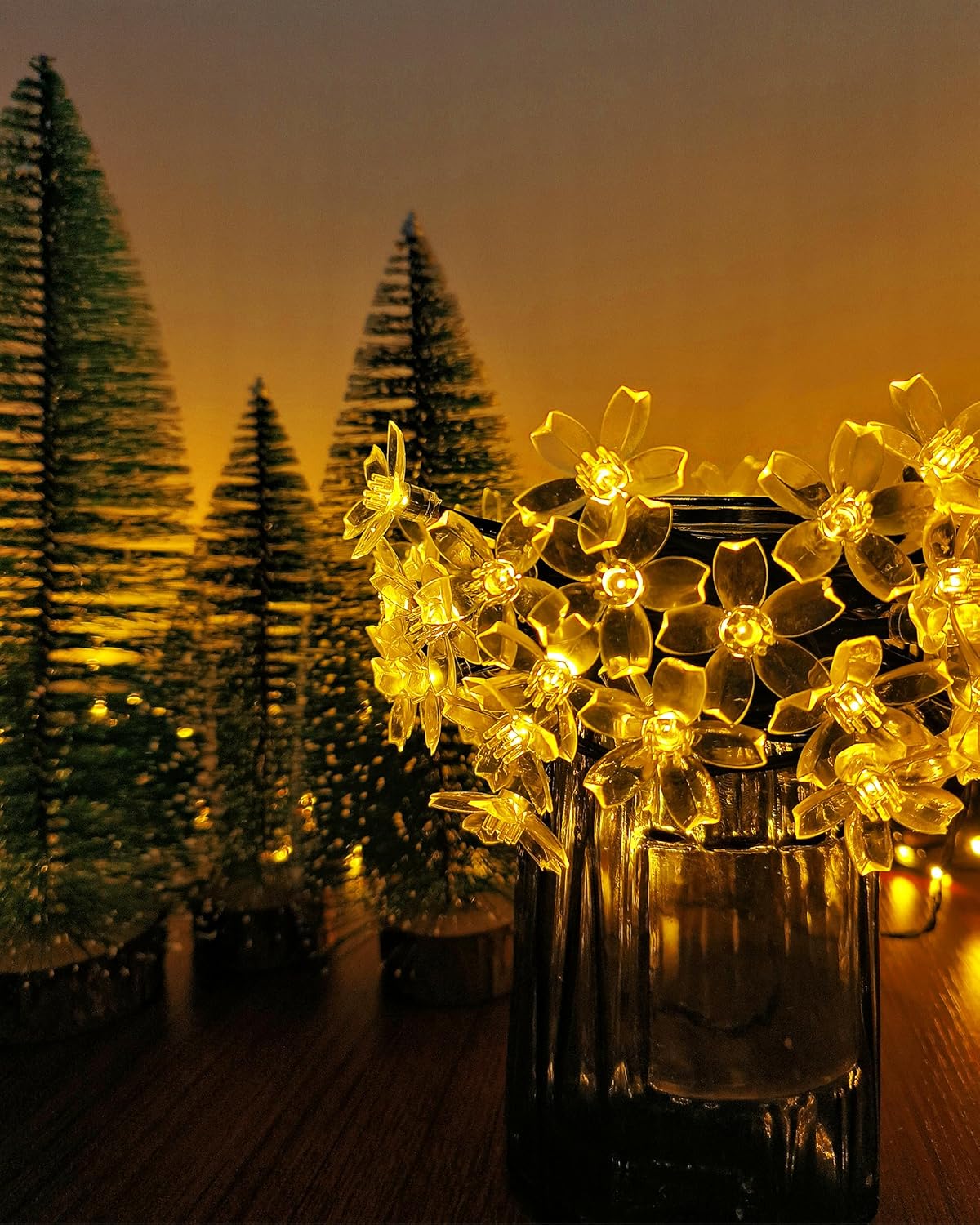Guirnalda de luces solares de flores 50 led y 7 metros