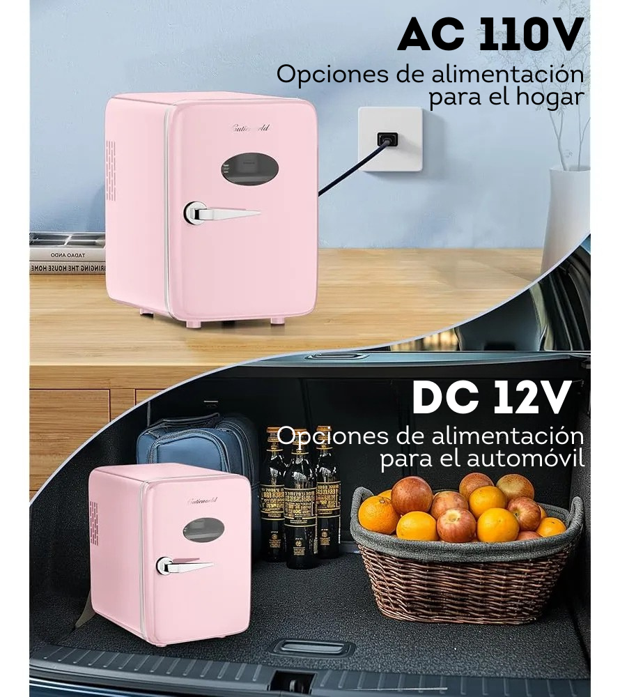 Mini nevera rosa 4 litros