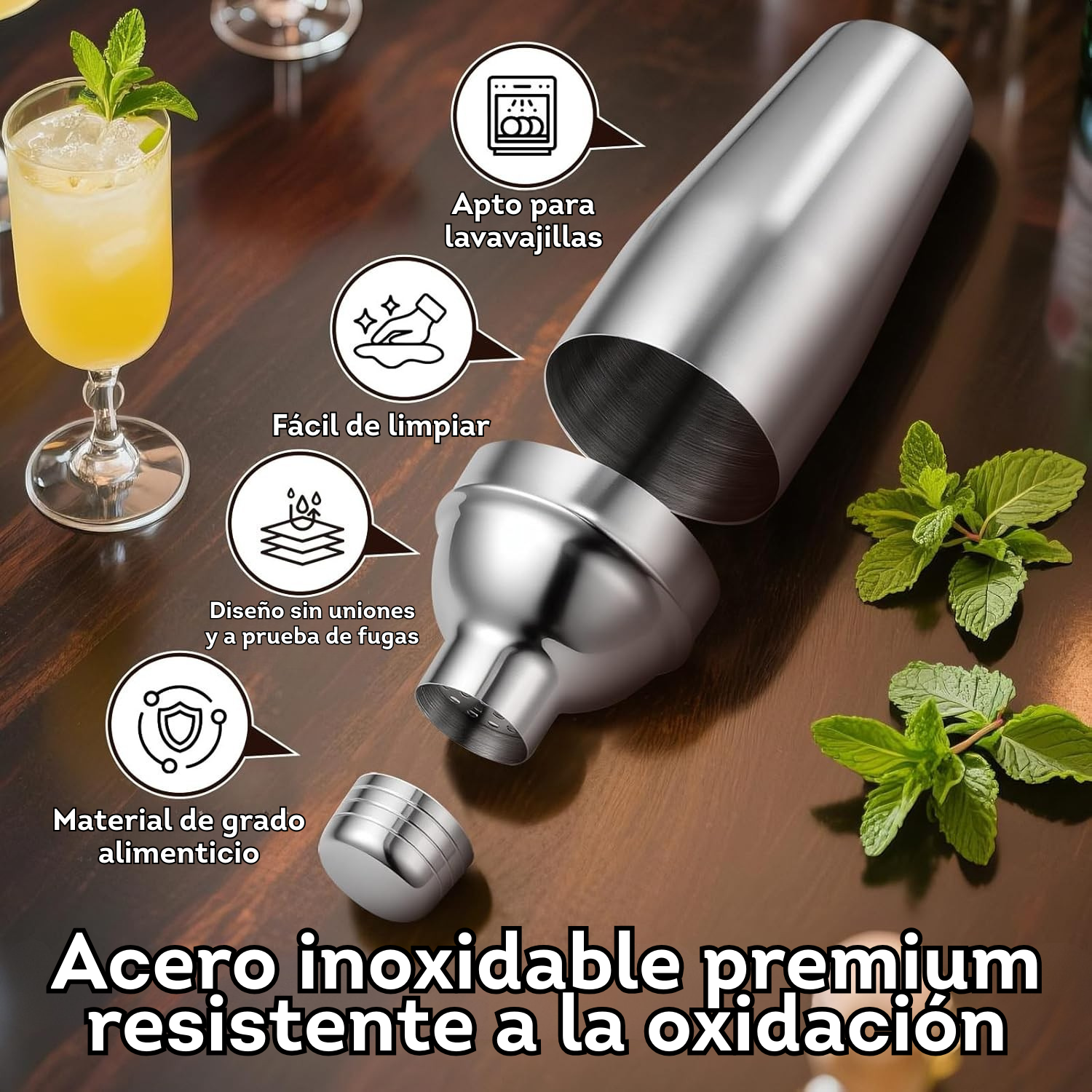 juego de coctelera profesional de 23 piezas