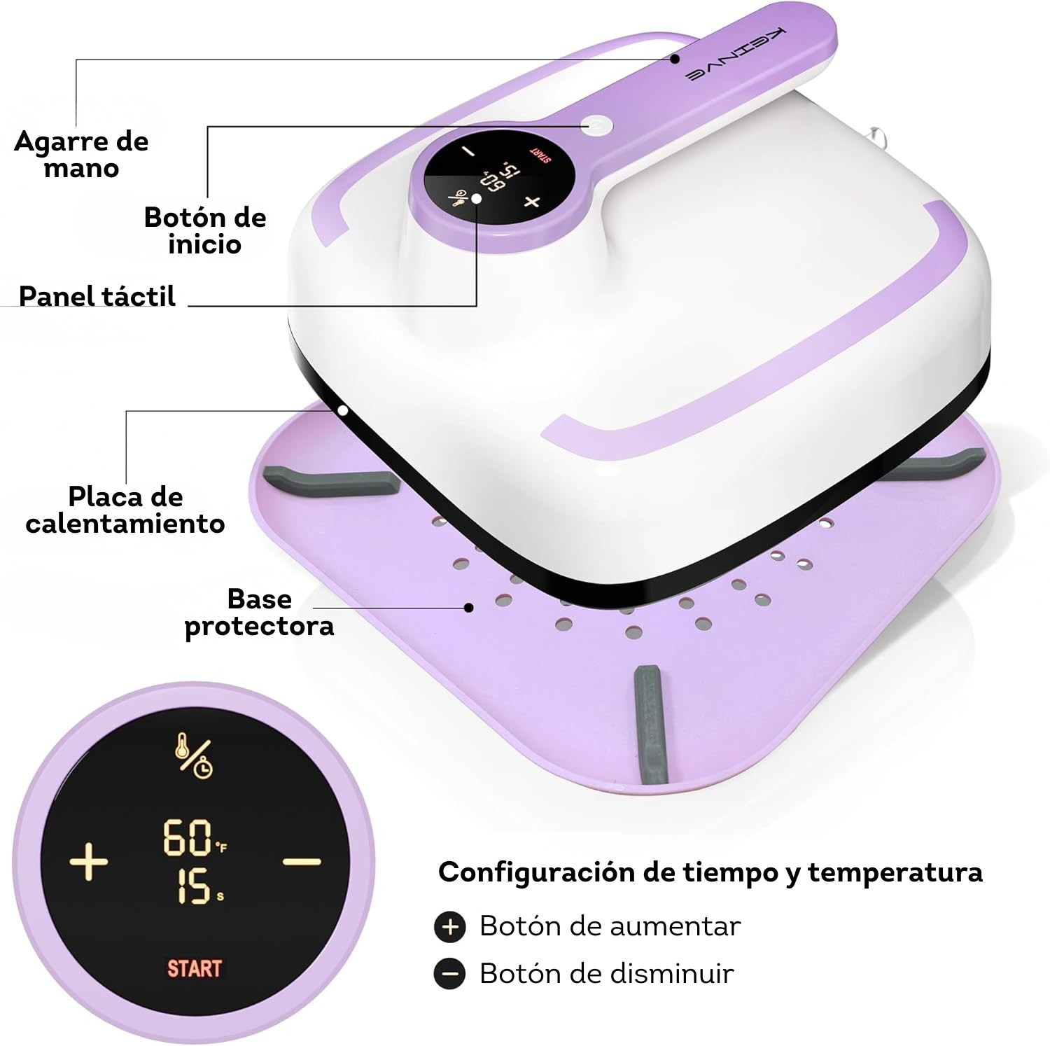 Máquina de prensa de calor para camisetas  - Lila (SOBRE PEDIDO)