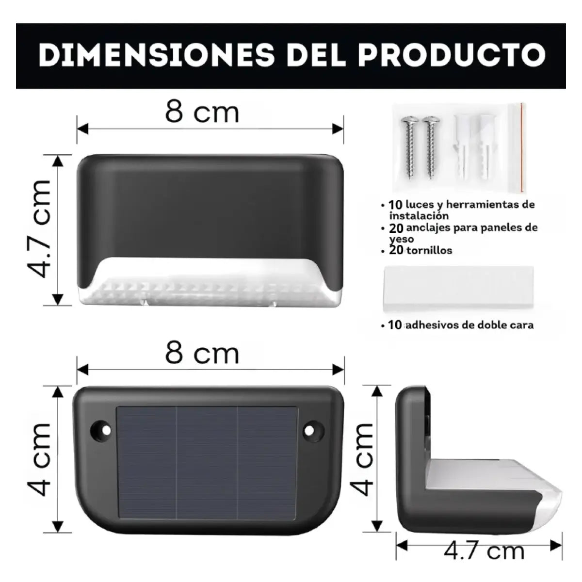 Luces solares de cubierta para exteriores, 10 luces solares