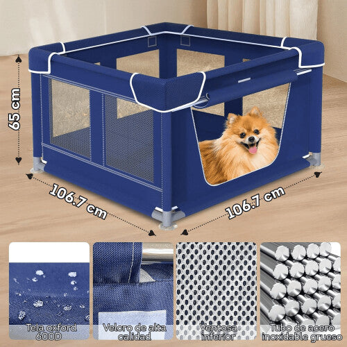 Corral para mascotas impermeable azul