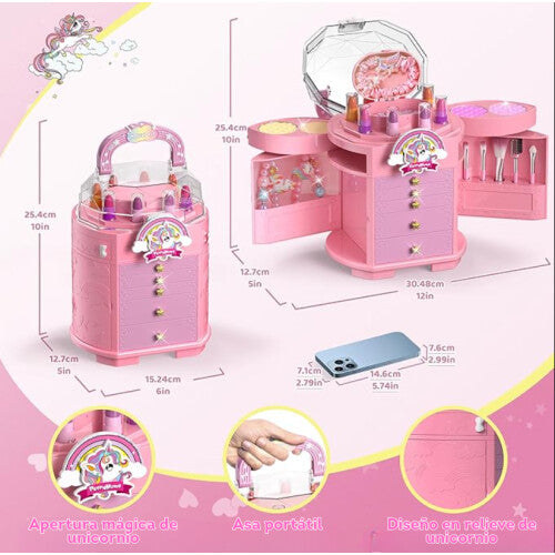 Kit de maquillaje para niñas de unicornio rosa