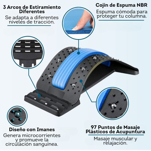 Camilla Espalda Dispositivo Estiramiento Lumbar Alivia Dolor Azul