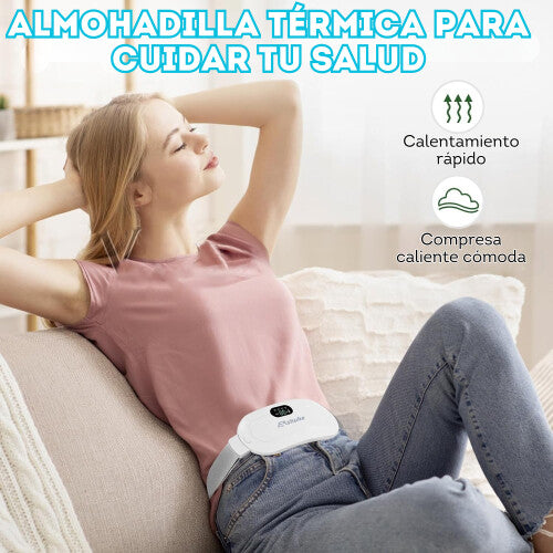Cinturón térmico blanco para cólicos y calambres