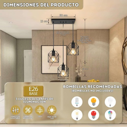 Lámpara colgante de 3 luces