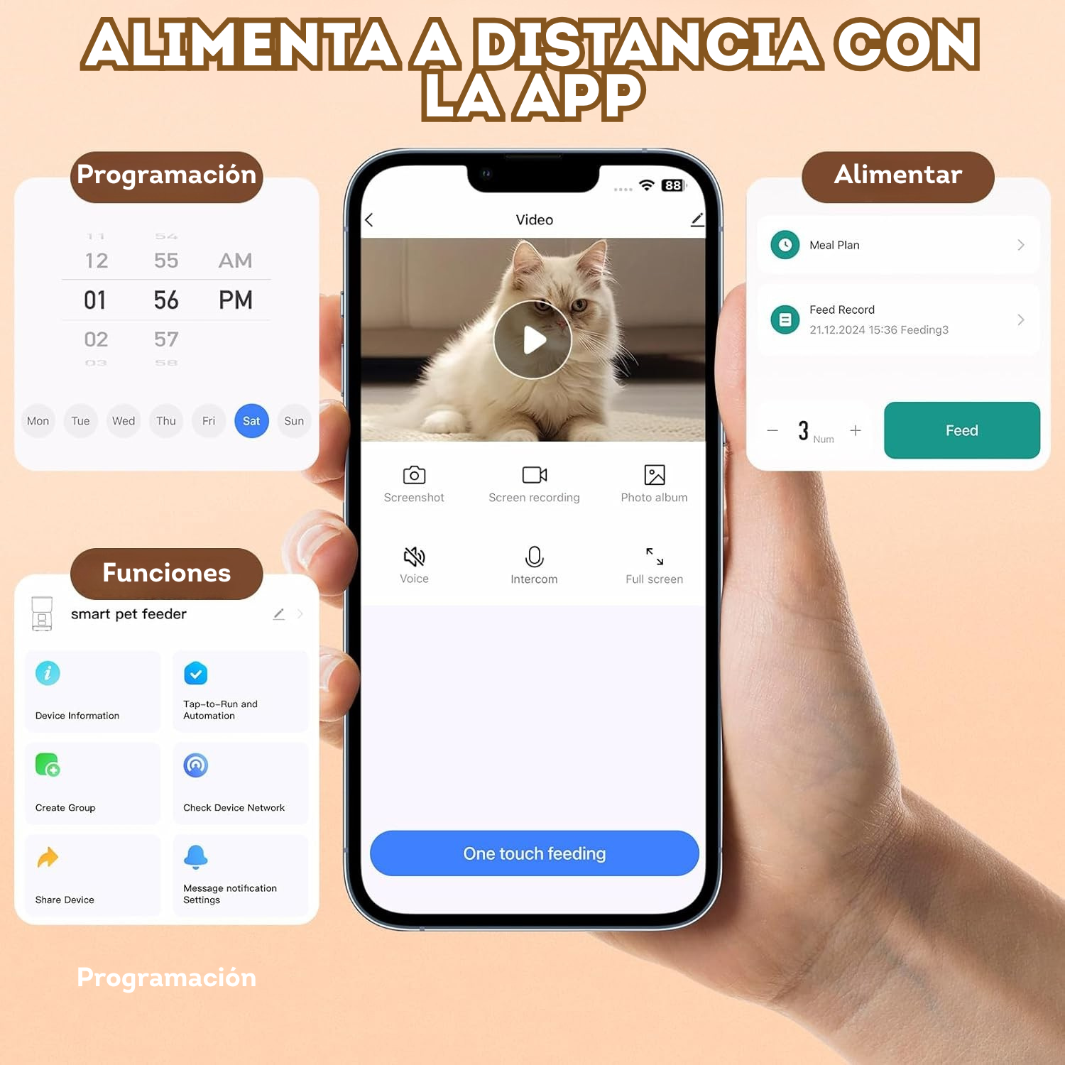 Comedero automatico 5 litros de 2 puestos con microfono y camara