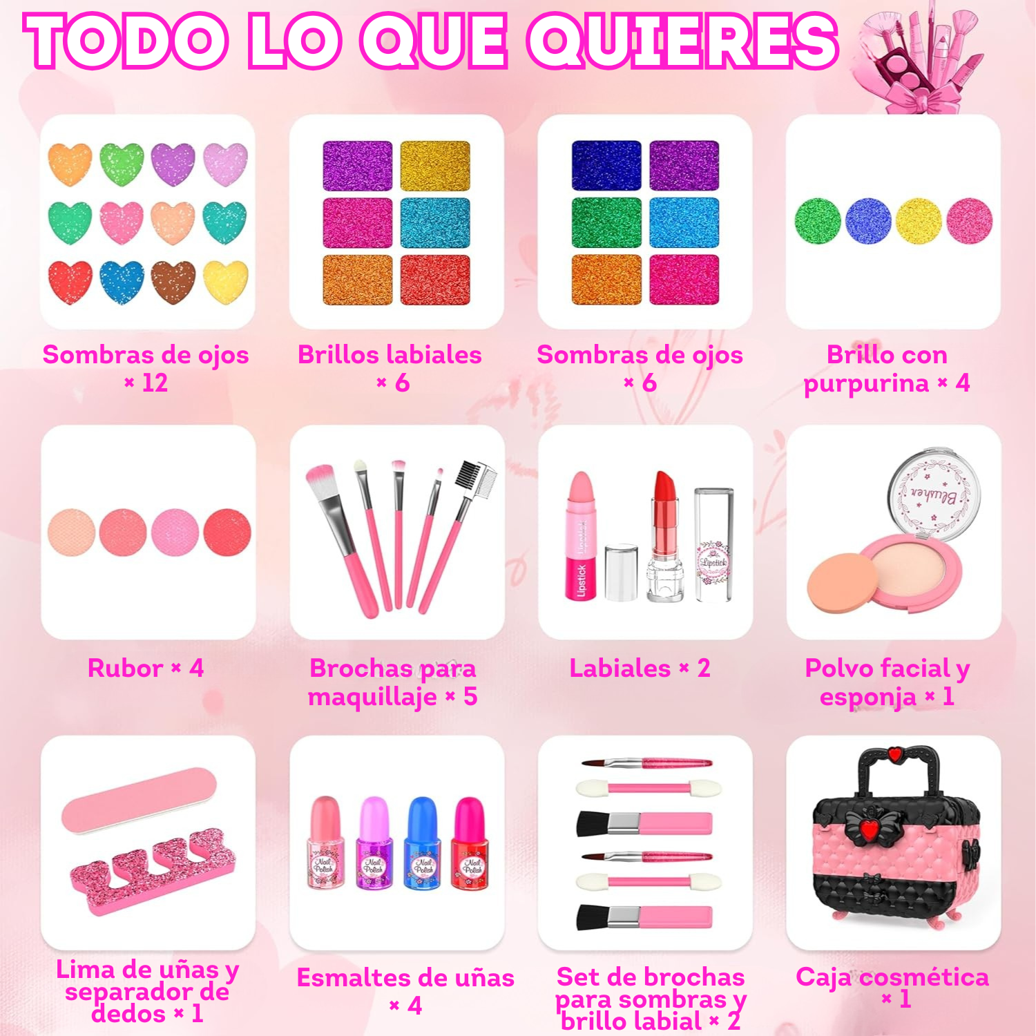 Kit de Maquillaje Para Niñas rosa