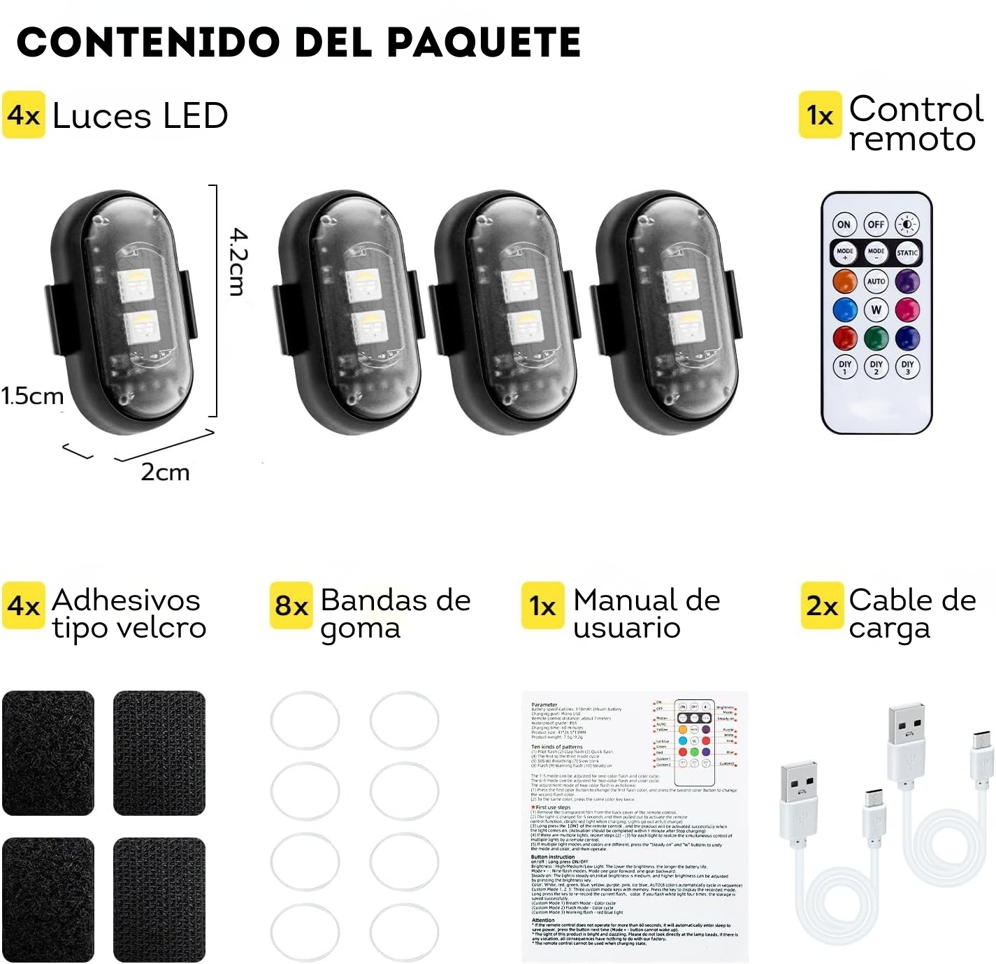 4 luces LED estroboscópicas inalámbricas SOBREPEDIDO