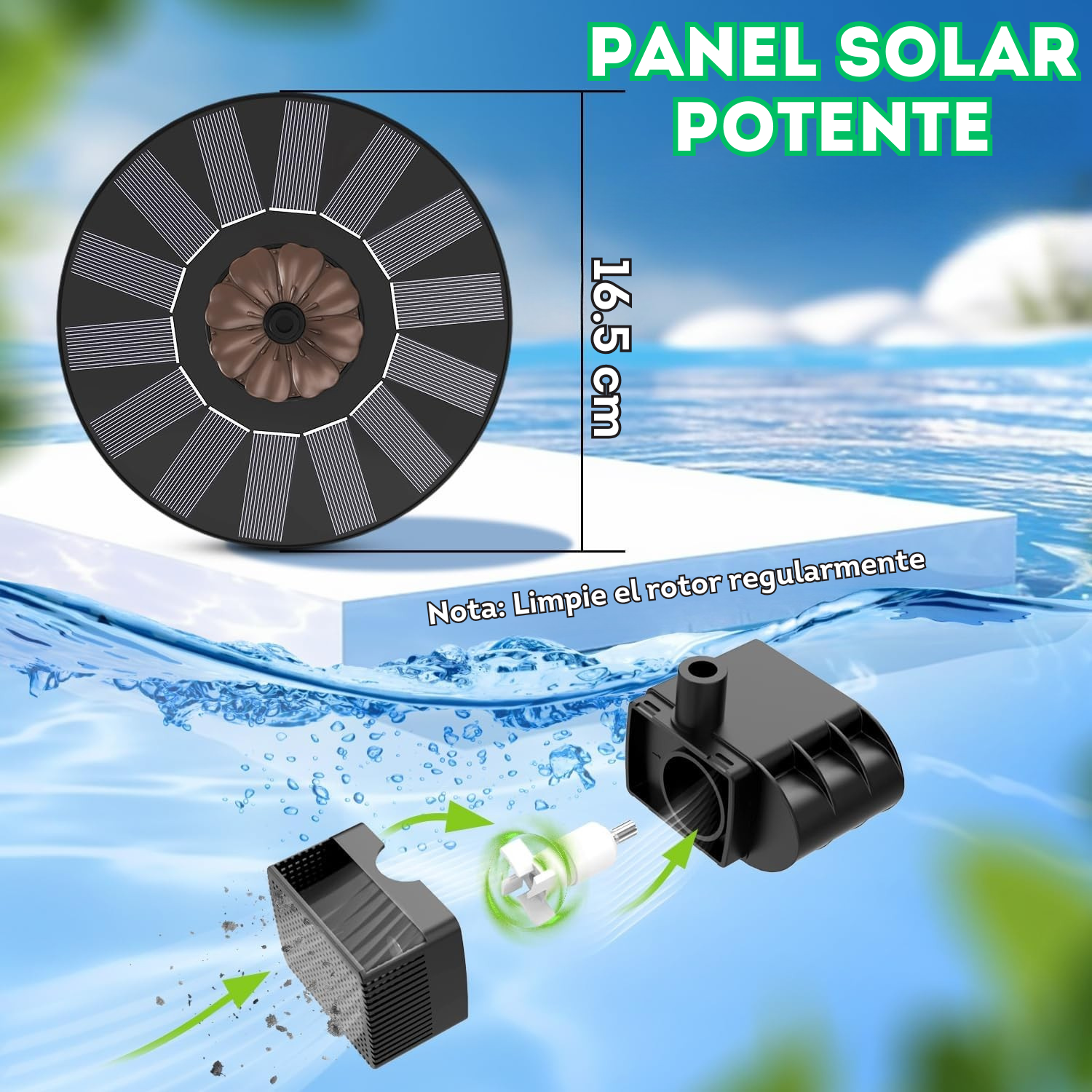 Fuente Solar Negra Bomba Solar Fuente de Agua Jardin