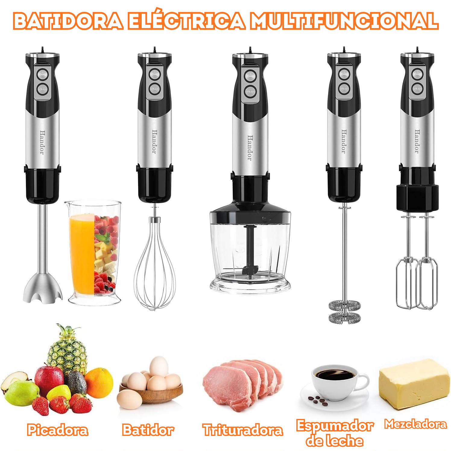 Batidora de inmersión 6 en 1 con cuchillas de acero inoxidable (SOBRE PEDIDO)