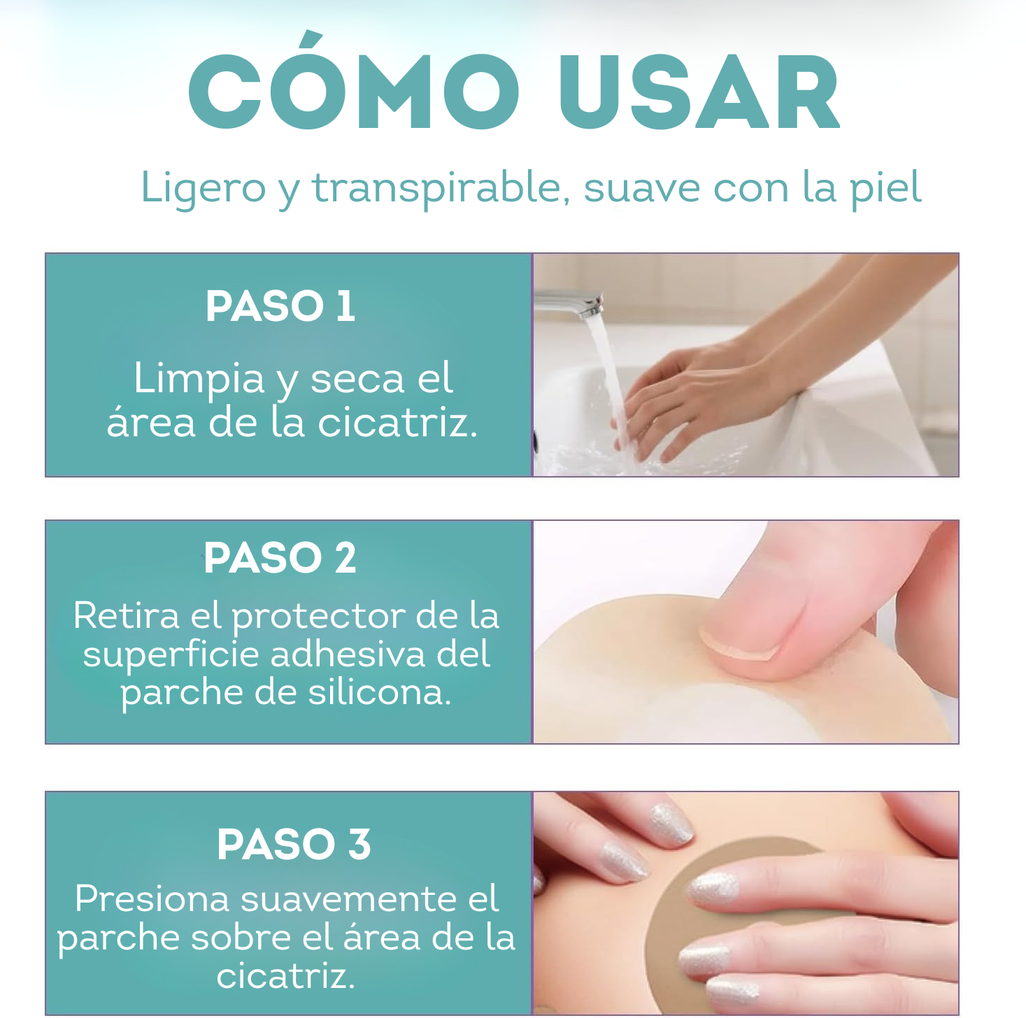 Cintas de silicona x4 para cicatrices de pecho