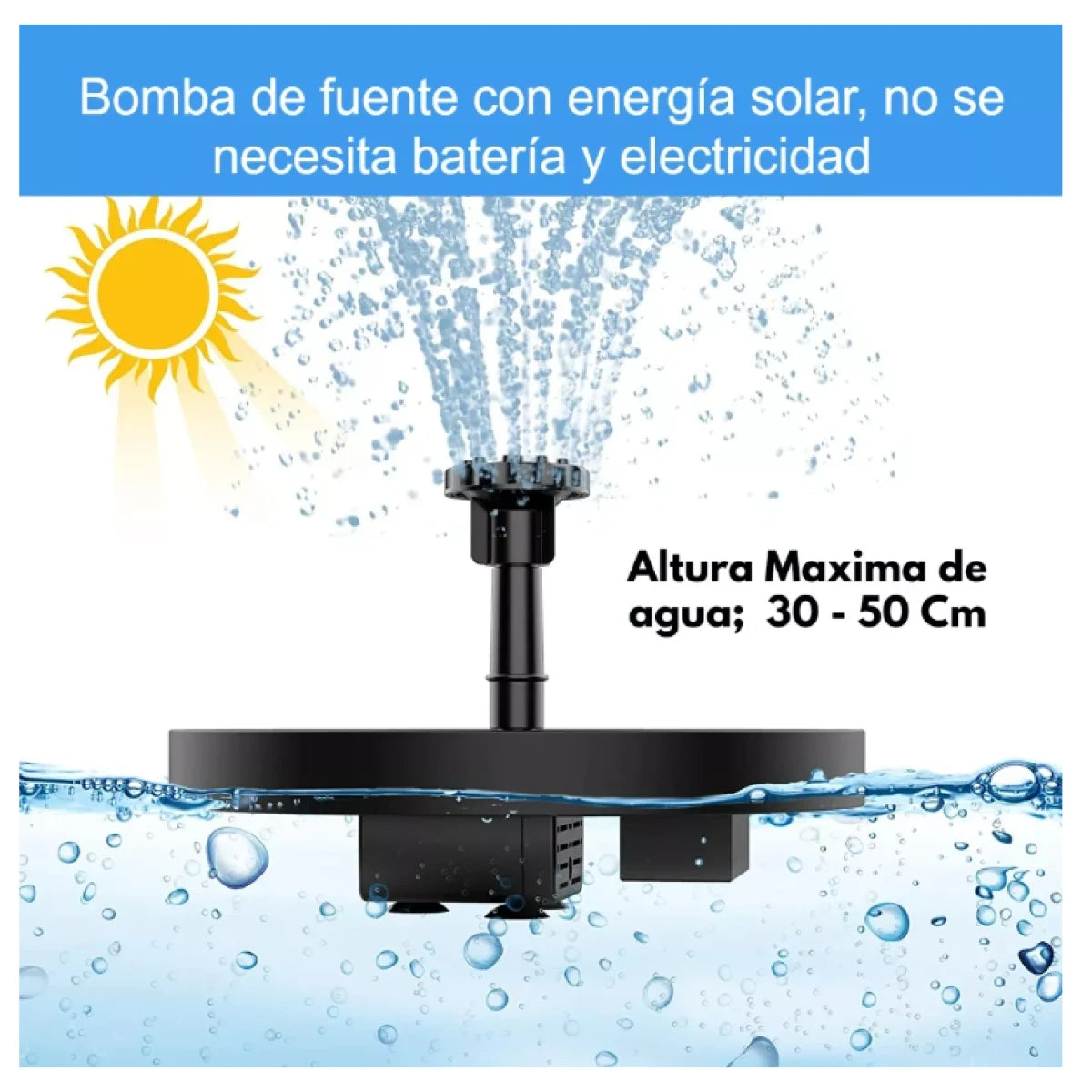 Fuente Solar Negra Pequeña Bomba Solar Fuente de Agua