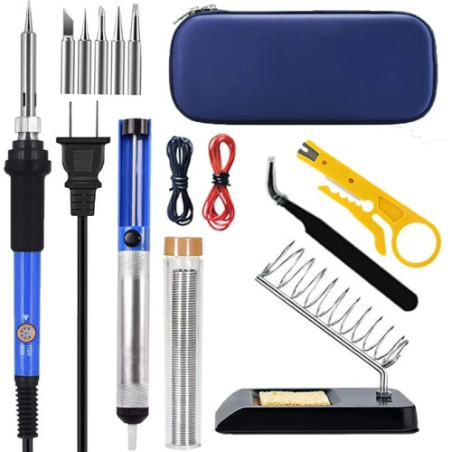 Set de soldadura electrica con estuche azul